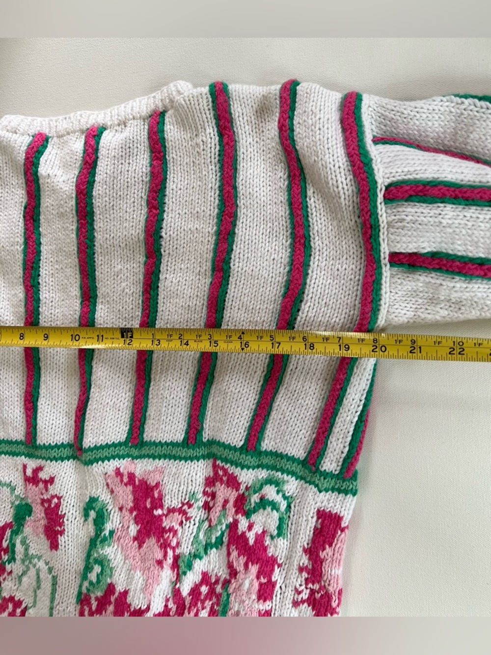 Cambridge Spirits White Floral Stripe Button-Up Cardigan Vintage Women’s L - Picture 6 of 10